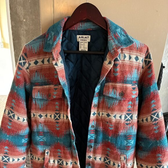 Ariat Real Shacket Jacket Womens Medium Aztec Southwest Western Lined - Picture 1 of 5